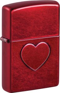 Zippo Stamped Heart Lighter - Candy Apple Red