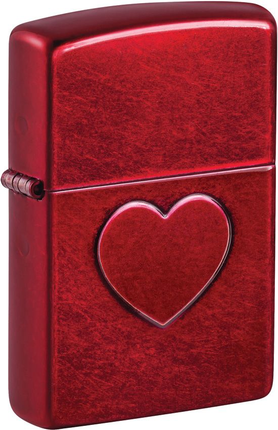 Zippo Stamped Heart Lighter - Candy Apple Red