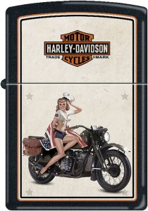 ZO9944 Zippo Harley US Marine Pinup Lighter - Black Matte