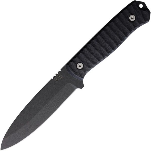 ZA-PAS VENI Fixed Blade Black 4.75" Drop Point NMV Steel