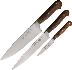Zweibruder Kitchen Set 3PC - Satin Stainless Brown Wood