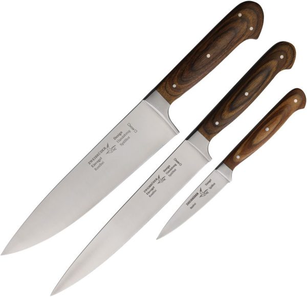 Zweibruder Kitchen Set 3PC - Satin Stainless Brown Wood