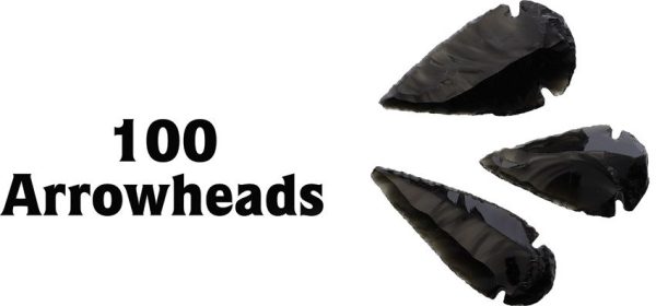 Arrowhead Black Obsidian 3089002 Bulk 100 Assorted Arrowheads