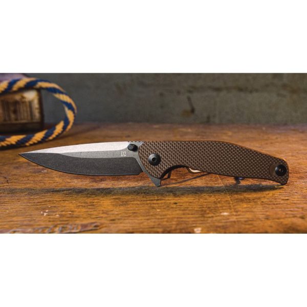 ABKT TAC Catalyst Linerlock Tan G10 D2 Blade