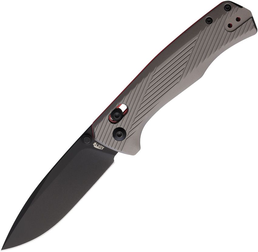 ABKT Tac Interlace Slide Lock Folding Knife 3.5" D2 Gray/Red