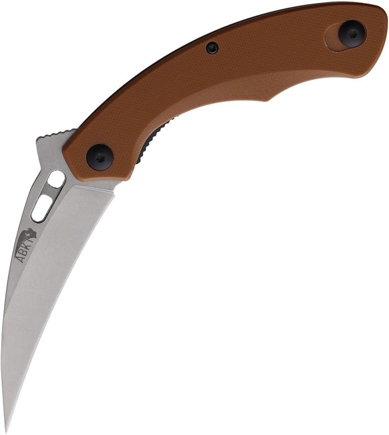 ABKT TAC Karambit Folding Knife 3.5" Stonewash Stainless Linerlock Tan