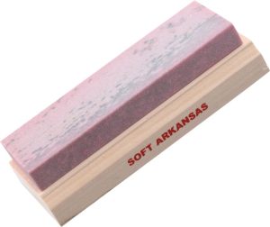 Arkansas Sharpeners Oil Stone Soft 5 inch Oak Mounted