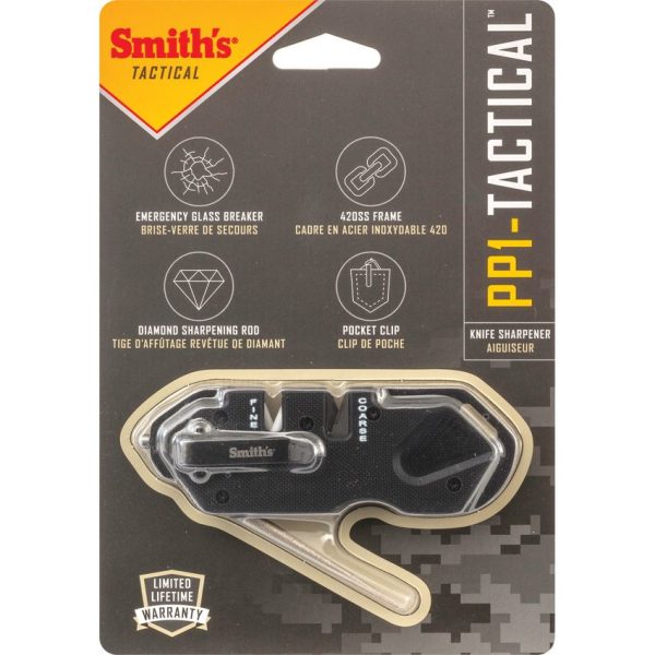 Smith's PP1 Tactical Sharpener Black - G10 Handle Glass Breaker