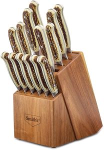 Smith's Cabin Lodge 9-Piece Kitchen Knife Set Stainless Steel Block