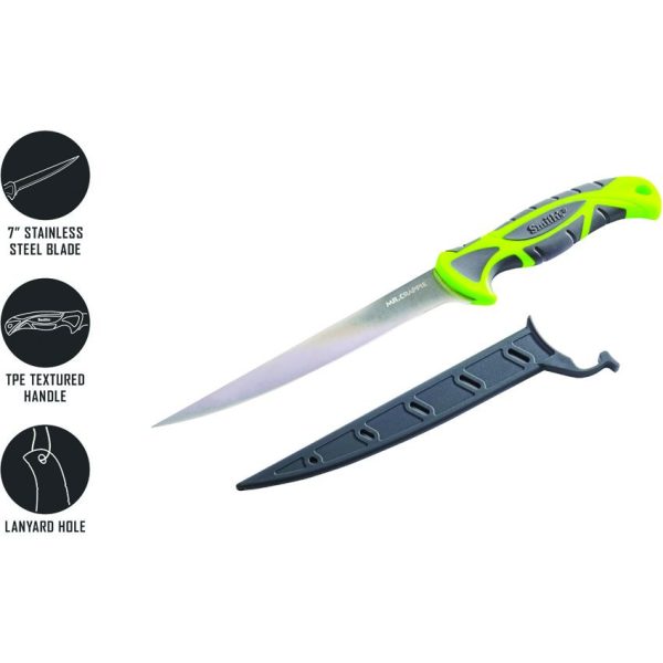 Smith's Mr. Crappie Slab Sticker 7" 420 Stainless Fixed Blade