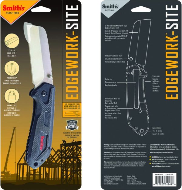 Smith's Sharpeners Edge Work-Site Framelock Wharncliffe