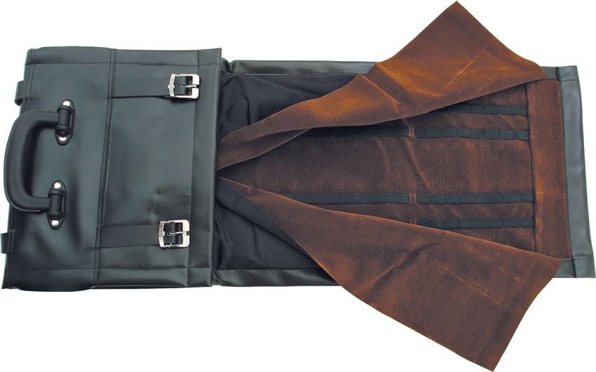 Carry All Safe & Sound Knife Roll 12" x 7.5" Canvas Storage w/ Leather Straps
