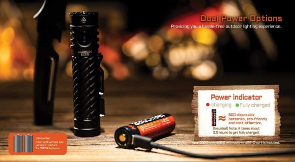 ACEBEAM EC20 Black Flashlight 1900 Lumens Rechargeable EDC Tactical