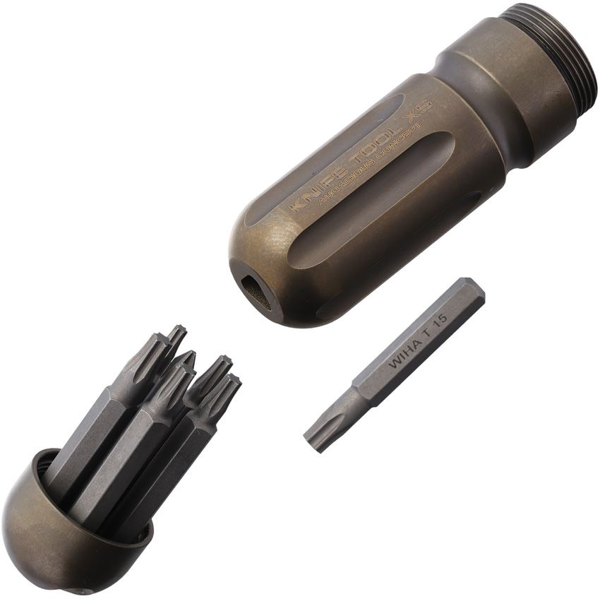 AuCon Knife Tool XS Bronze Titanium w/ 7 Wiha Bits & Case
