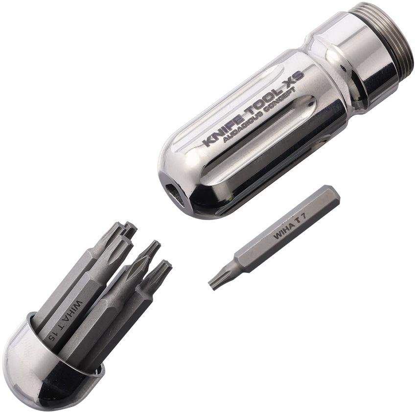 AuCon Knife Tool XS Polished Titanium with 7 Wiha Bits