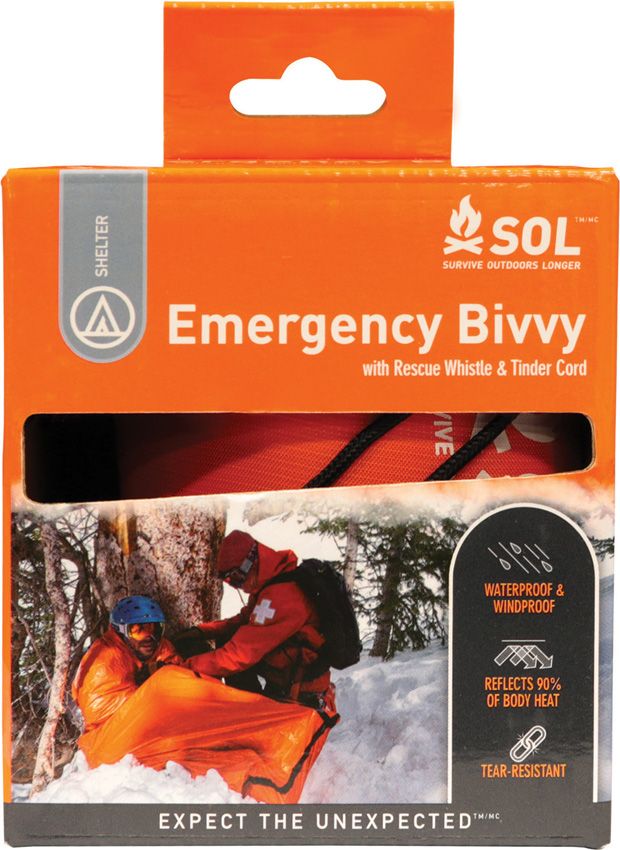 Adventure Medical SOL Emergency Bivvy Orange w/ Whistle and Paracord