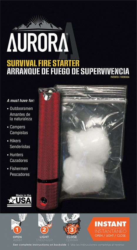 Aurora Survival Fire Starter Red Ferro Rod