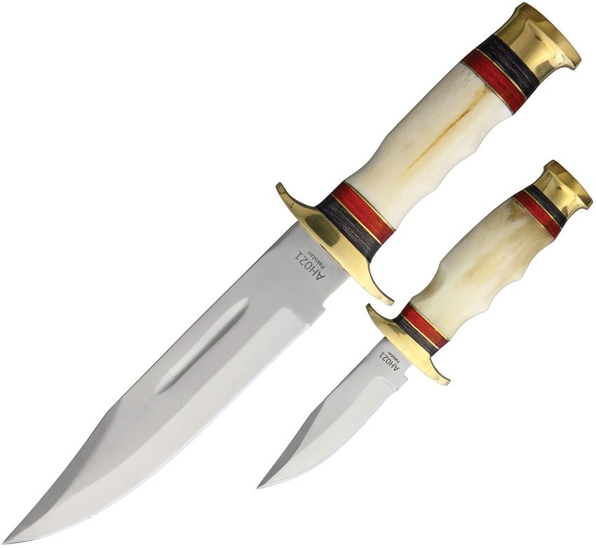 American Hunter Piggyback Set Bowie and Caper Fixed Blade Knives w/ Sheath