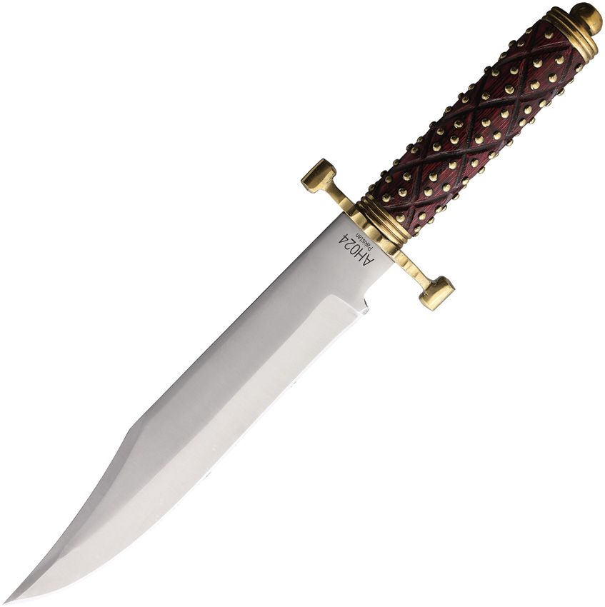 American Hunter Studded Bowie Fixed Blade Knife 8.75" Satin Stainless