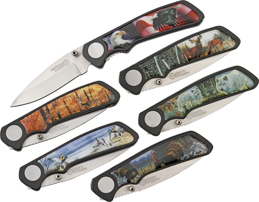 American Hunter Wildlife 6 Pc Pocket Knife Set - Linerlock