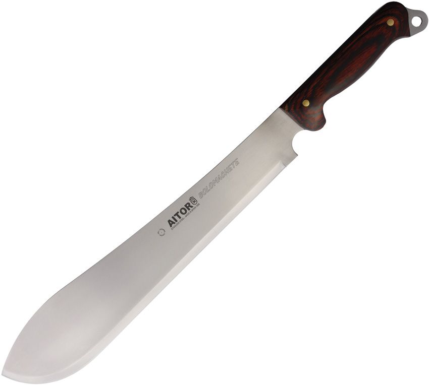 Aitor Bolo Machete 13.75" Stainless Blade Brown Wood Handle w/ Sheath
