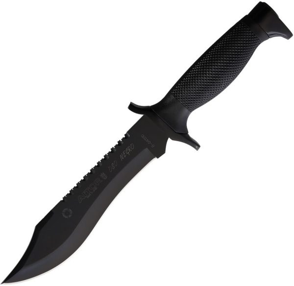 AI16010.jpg Aitor Oso 16010N Fixed Blade Knife 7.25" Black Sawback Spain