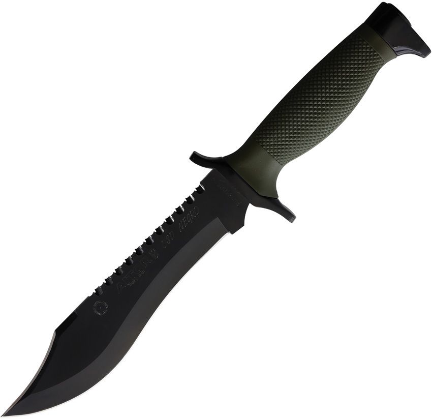 Aitor Oso Fixed Blade Knife 7.25" Black Powder Coated Stainless Green