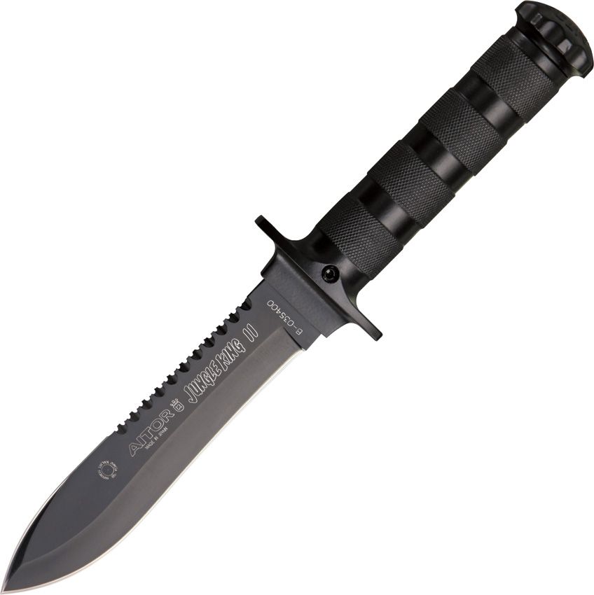 Aitor Jungle King II Fixed Blade Knife 5.38" Sawback w/ Survival Kit Sheath
