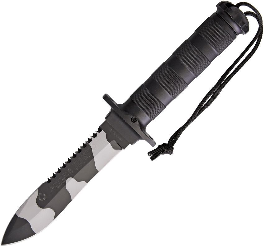 Aitor Jungle King II Black Camo Fixed Blade Survival Knife w/ Sheath