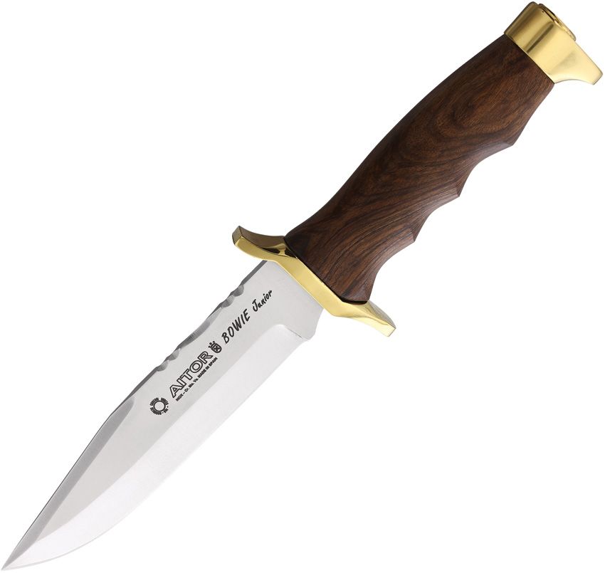 Aitor Bowie Jr Fixed Blade Knife, 6" MoVa Stainless Blade, Brown Wood Handle w/ Sheath