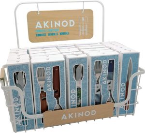 AKI000043.jpg Akinod Metal and Wood Display Basket - White