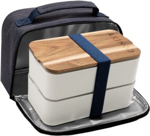 Akinod Bento Lunch Bag Blue - Dual Compartment