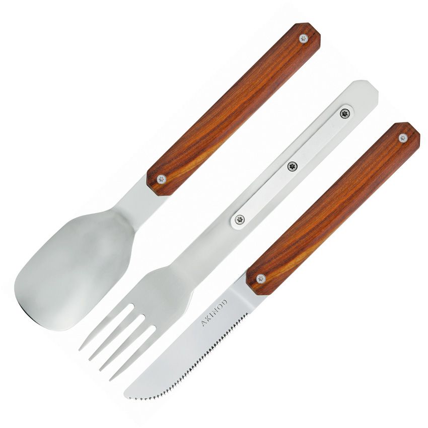 Akinod 12H34 Magnetic Cutlery Set with Coral Wood Handle