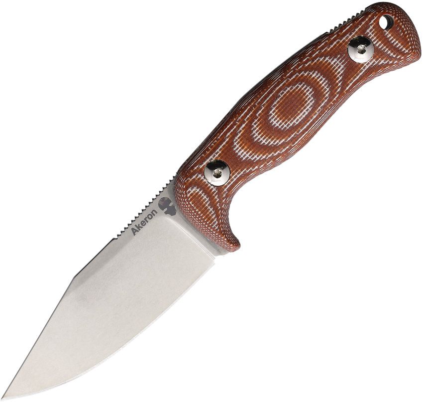Akeron Eklipse Micarta Fixed Blade Knife 3in Stonewash N690