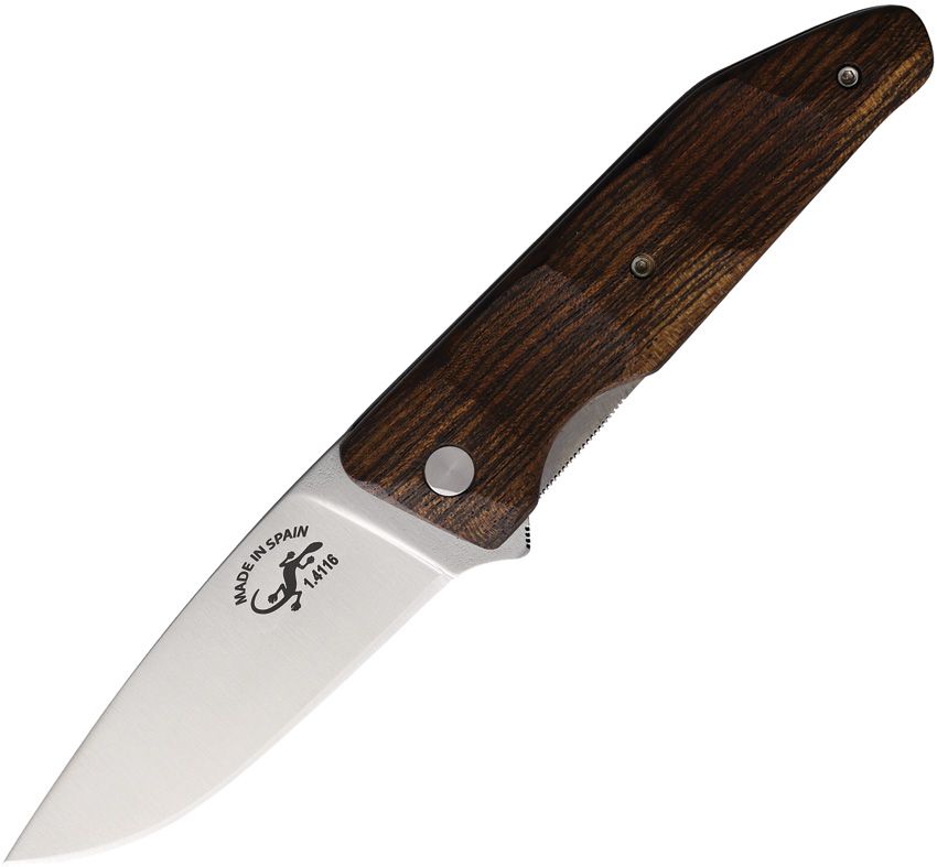Salamandra Linerlock Folding Knife 3.25" Blade Bocote Wood Handle