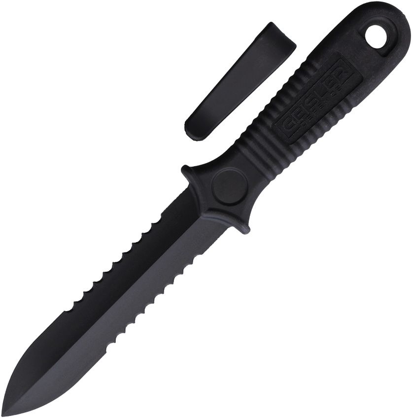 AMG Corp Long Kobe Boot Knife 4" Serrated Blade Black