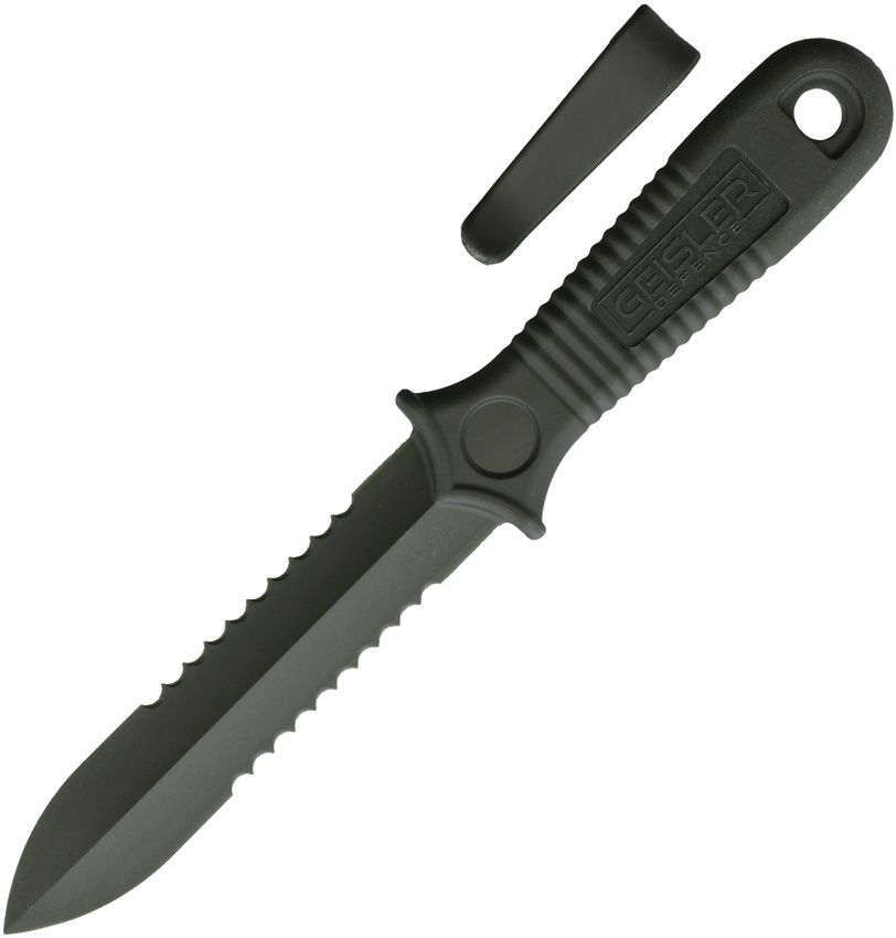 AMG Corp Long Kobe Boot Knife 4" Serrated Blade OD Green