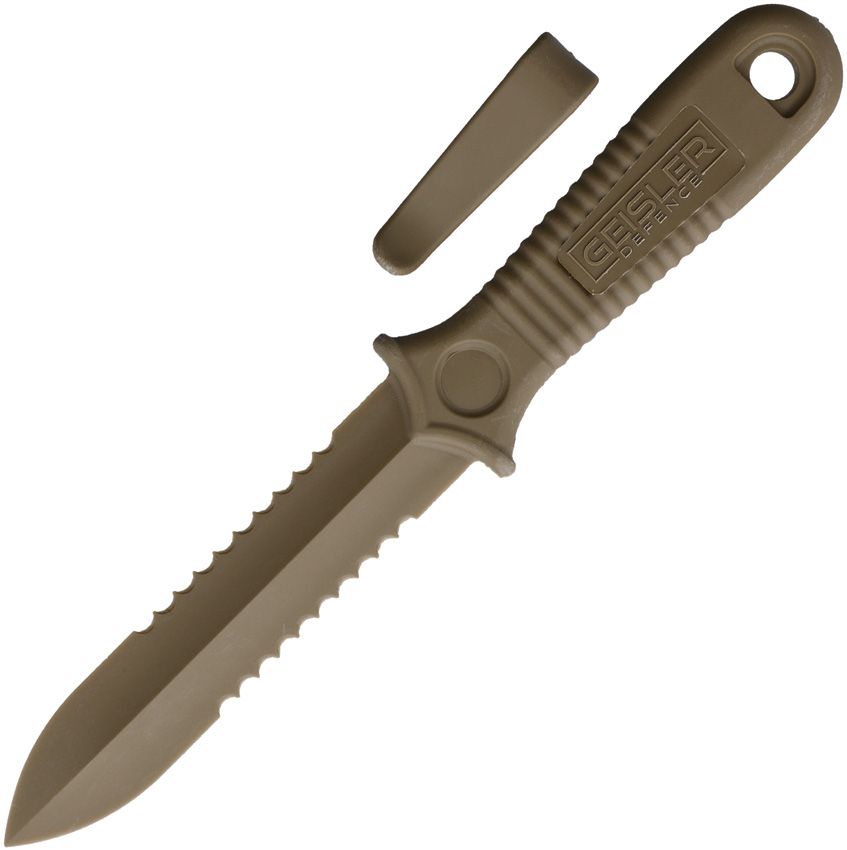 AMG Corp Short Kobe Boot Knife 3.5" Serrated FDE Fixed Blade