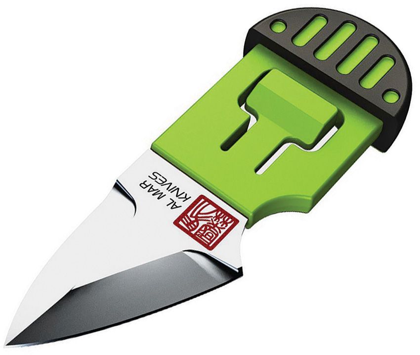 Al Mar Stinger Keyring Fixed Blade Knife Green D2 1.25in