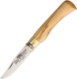 Old Bear Small Folder Olive Wood - 420 Stainless