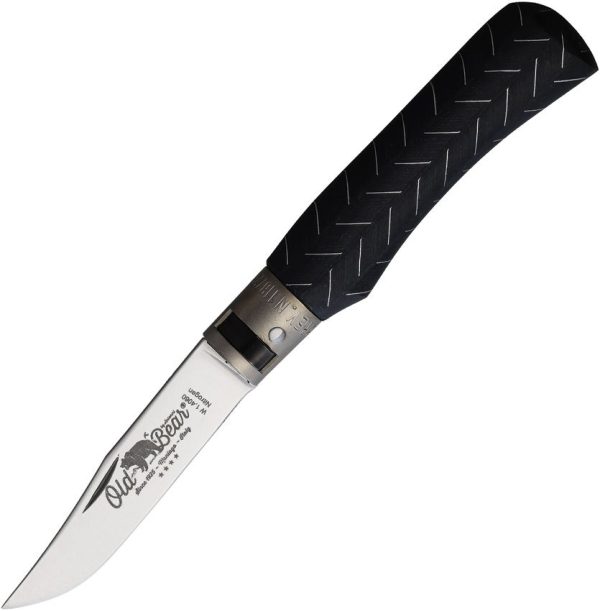 Old Bear Small Locking Ring Black Folding Knife