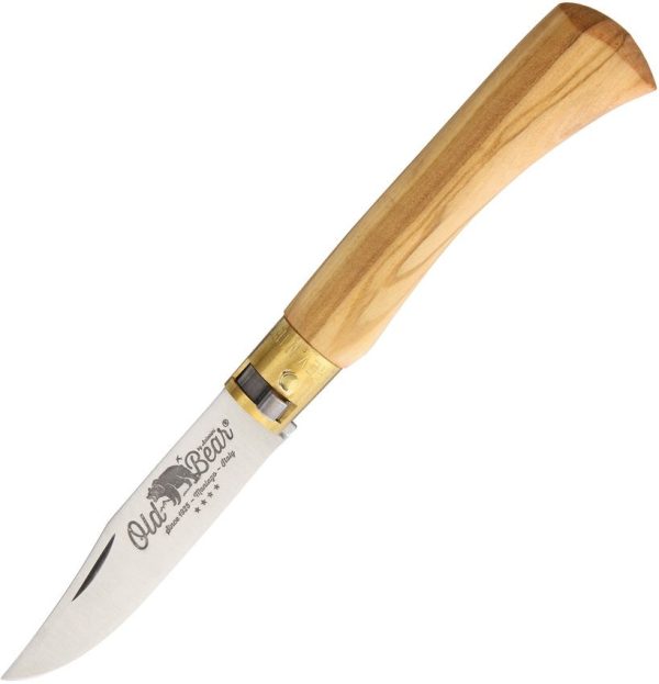 Old Bear Medium Folder Olive Wood 3.25" Folding Knife