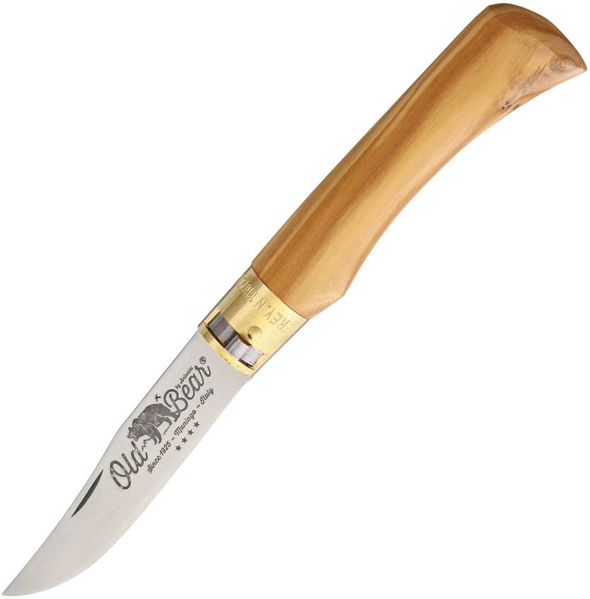 Old Bear Large Folder Olive Wood 3.63" Blade Locking Knife