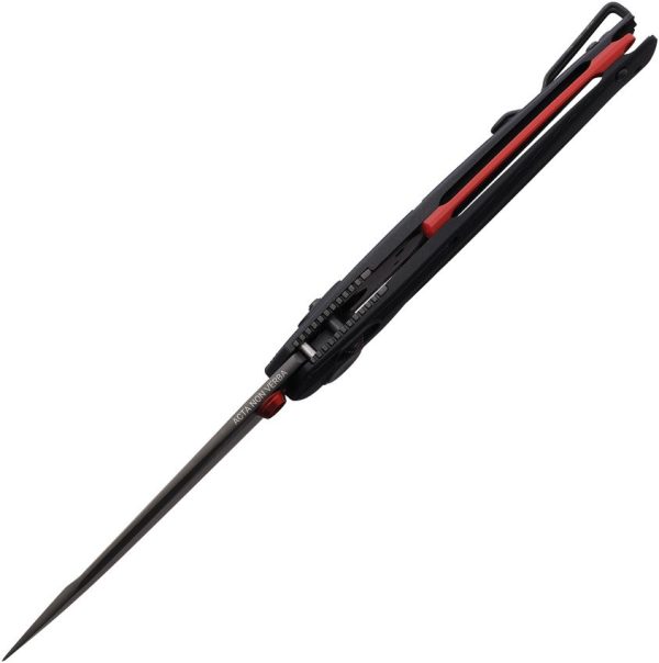 Acta Non Verba A100 A-Lock Black/Red - Sleipner Steel Button Lock