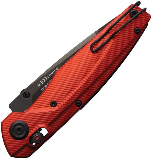 Acta Non Verba A100 A Lock Folding Knife Elmax Steel Red Aluminum