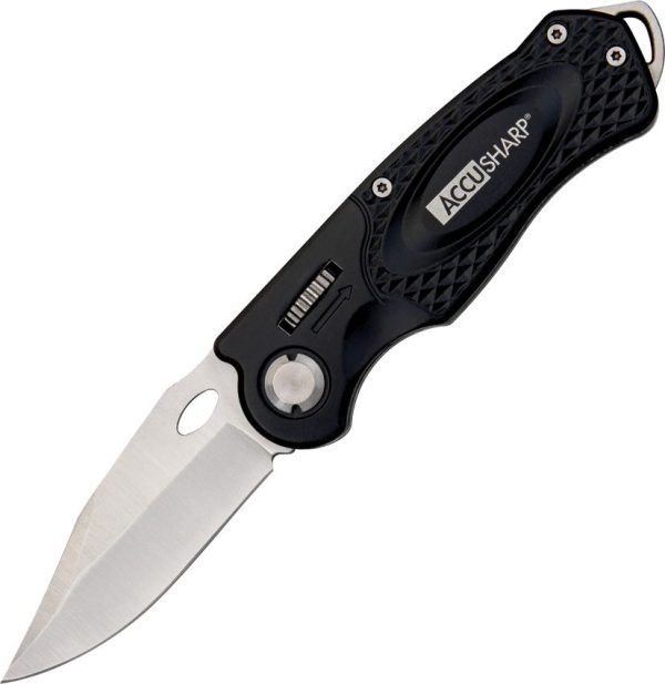 AS703C.jpg AccuSharp Wheel Lock Black Folding Knife - Aluminum Handle