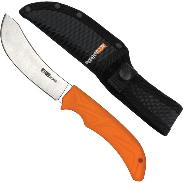 AccuSharp Butcher Knife Fixed Blade - Orange Handle with Sheath