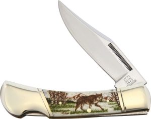 Alaska Scrimshaw ASC2 Wolf Lockback Folding Knife 2.75" Stainless