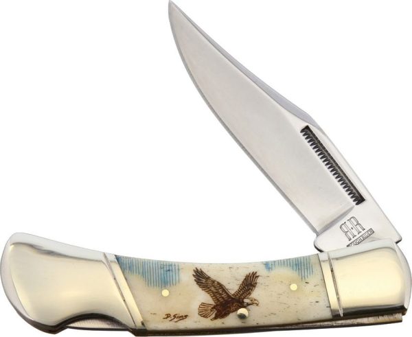 Alaska Scrimshaw ASC3 Eagle Lockback Folding Knife 2.75" Blade