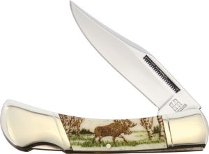 Alaska Scrimshaw ASC5 Moose Lockback Folding Knife 2.75" Blade